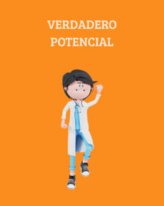 Caricatura 3D de un médico saltando de felicidad al descubrir su verdadero potencial, símbolo de éxito y crecimiento personal en Descúbrete con Instrucciones.